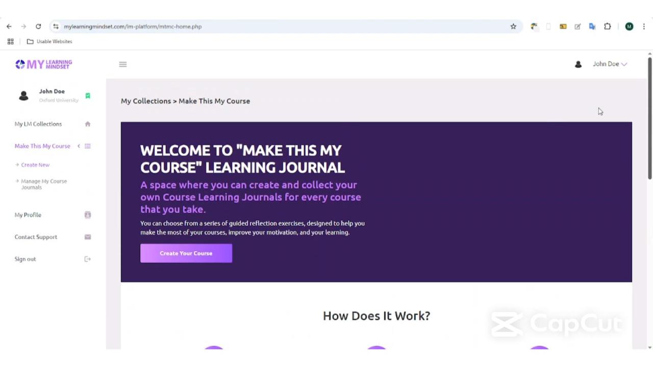 Make This My Course LEarning Journal